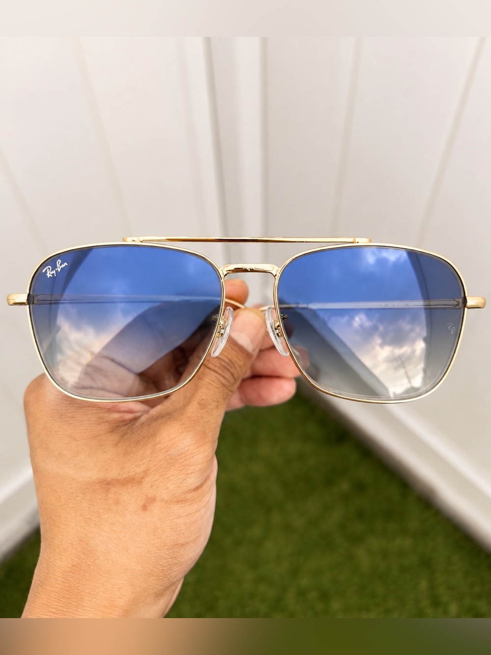 NEW Ray-Ban New Caravan RB3636 3636 Gold Blue Gradient Lens Size 58/14